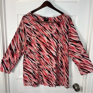 JM Collection Women's Pink and Black Patterned Top size XXL